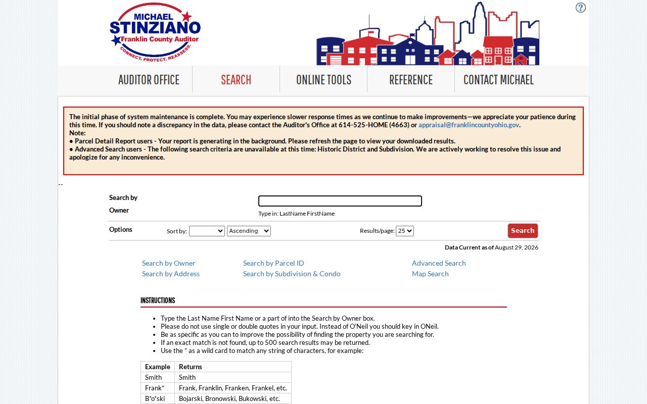 Hilliard residents directory Franklin County Auditor owner search