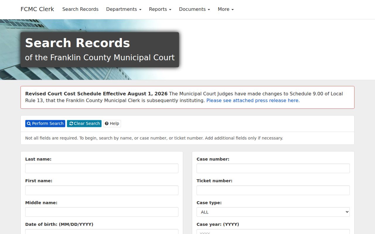 Hilliard residents directory Franklin County Municipal Court search