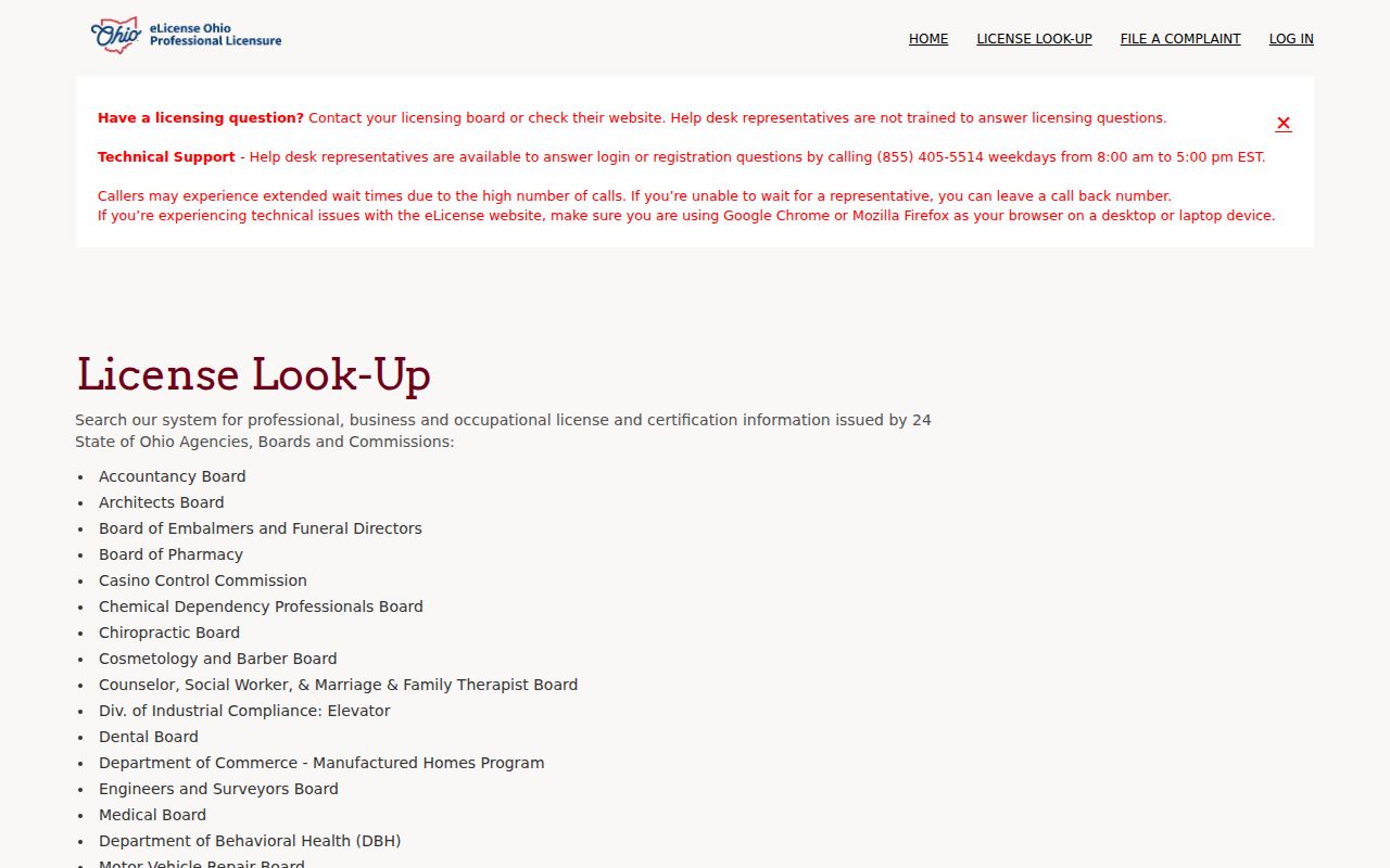 Hilliard residents directory Ohio license verification portal