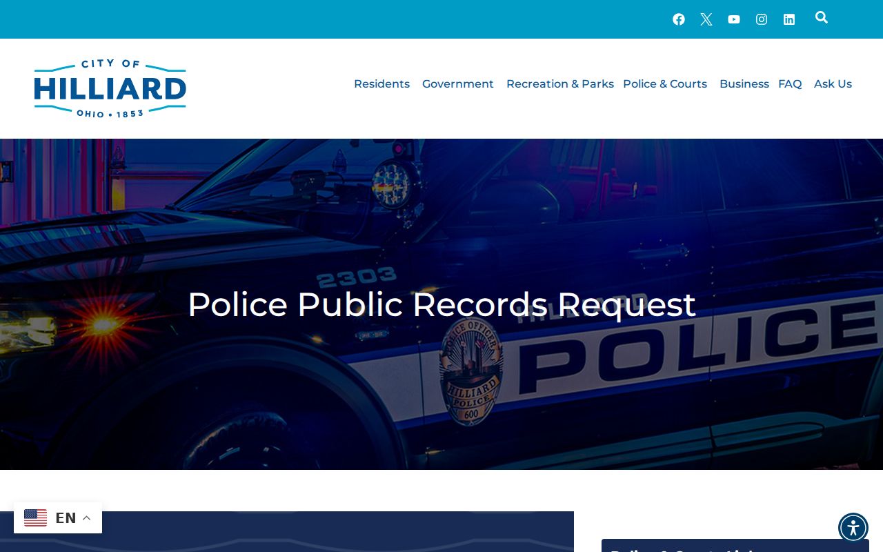Hilliard neighbors police public records request form