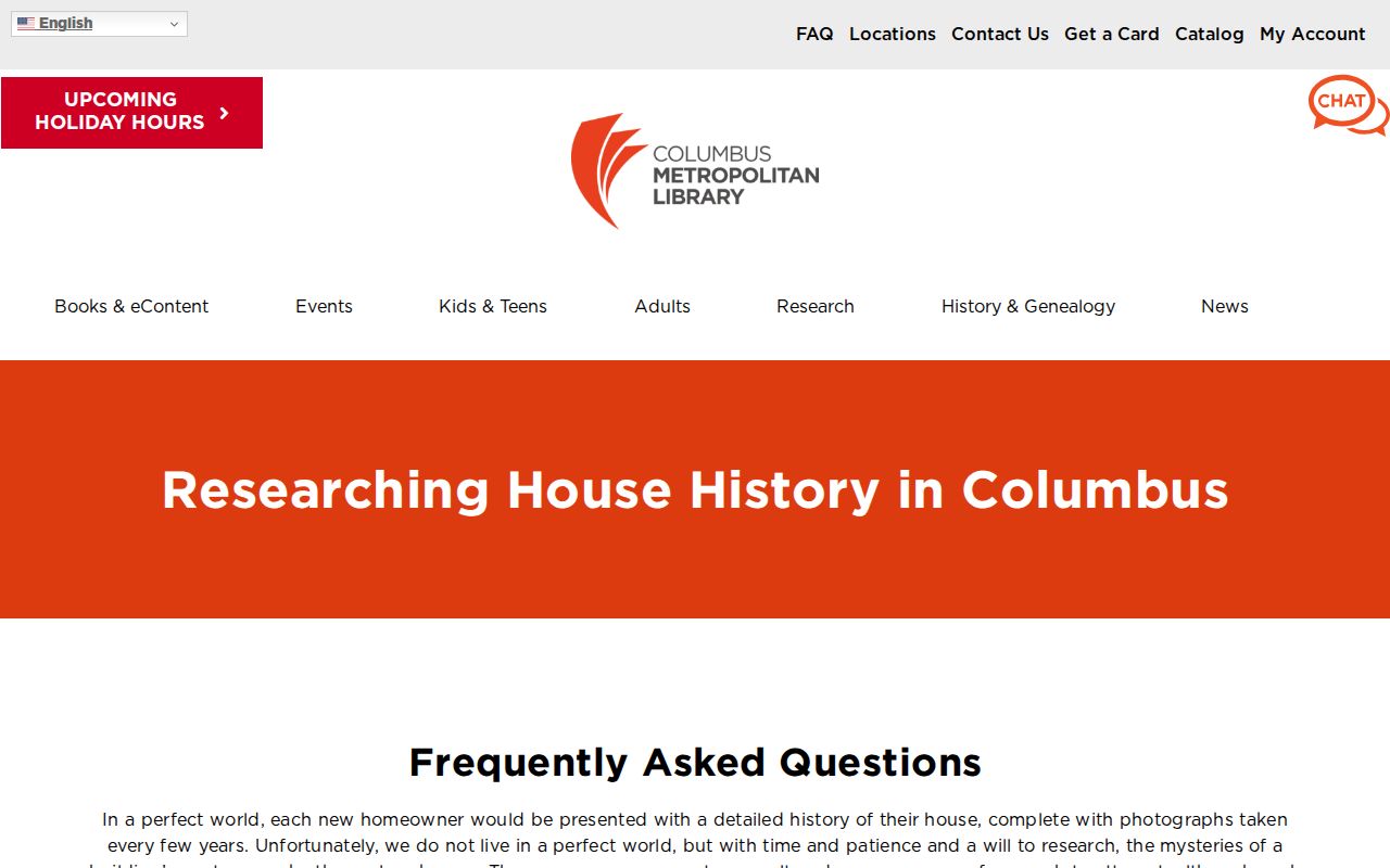 Hilliard previous residents source showing the Columbus Metropolitan Library house-history guide