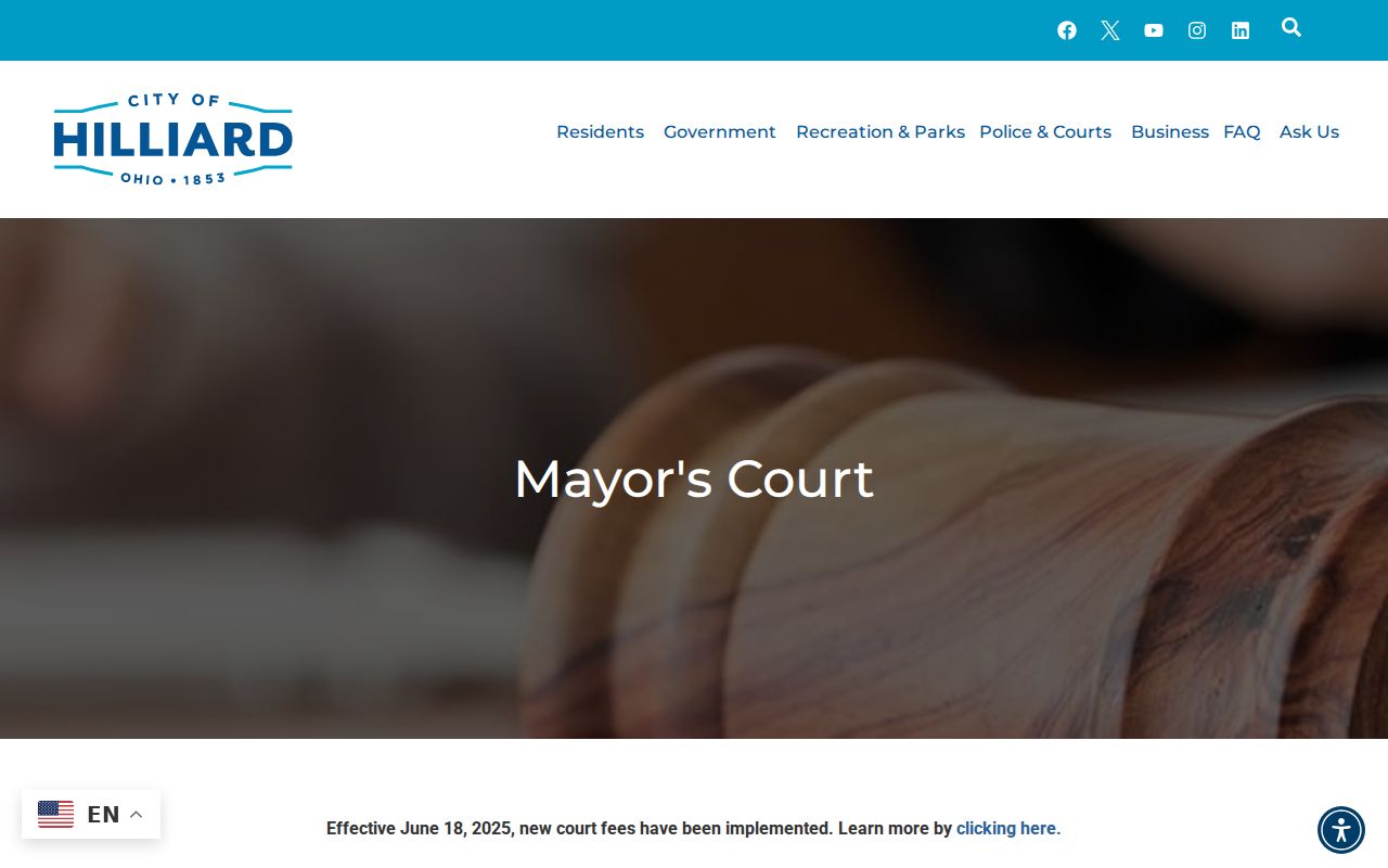 Hilliard resident lookup Mayor's Court page