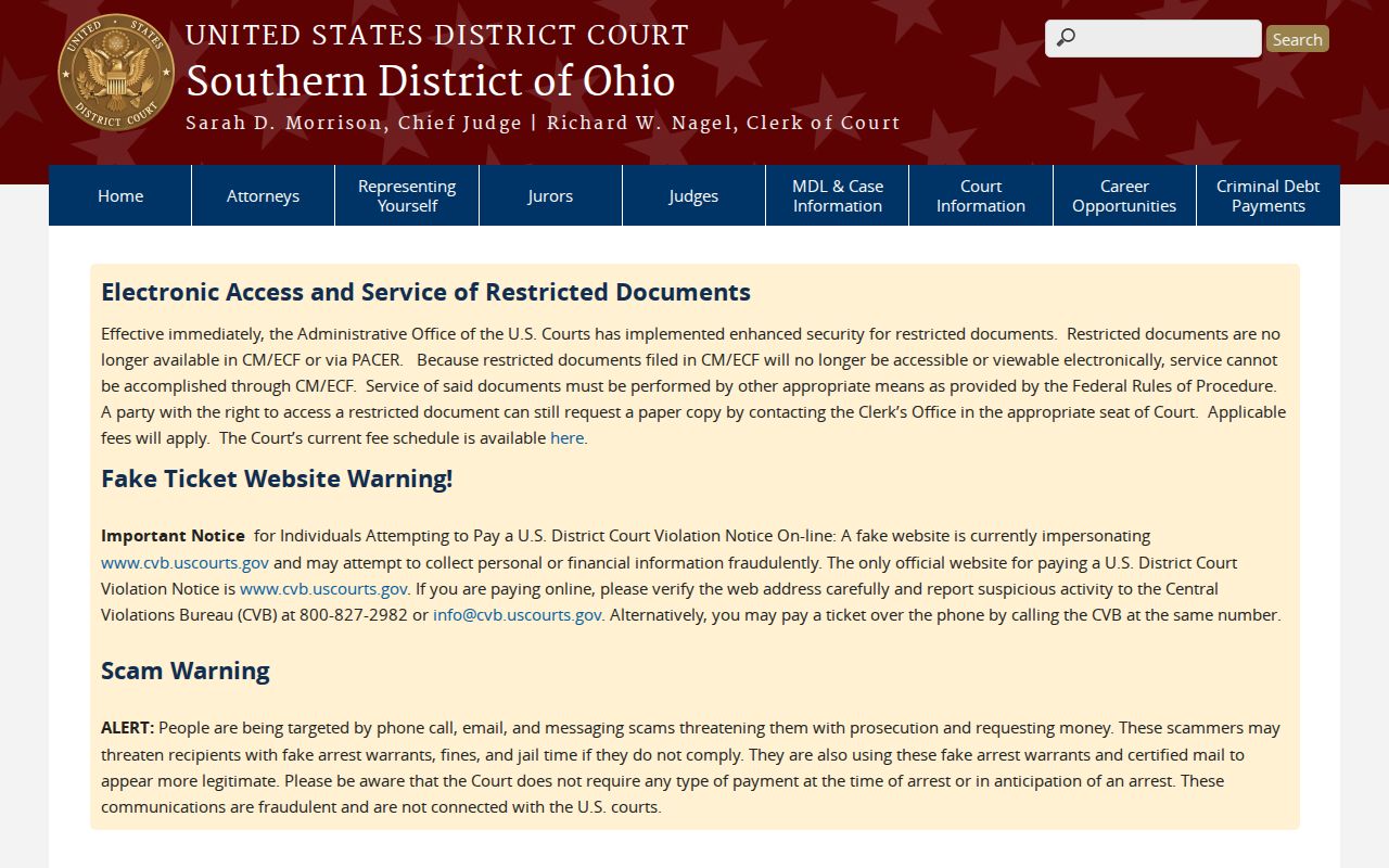 Hilliard resident lookup Southern District of Ohio court site