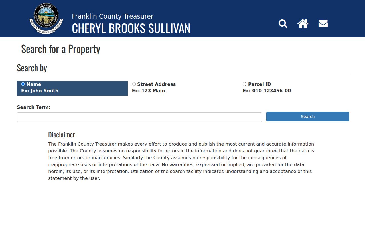 Hilliard street directory source showing Franklin County Treasurer property search